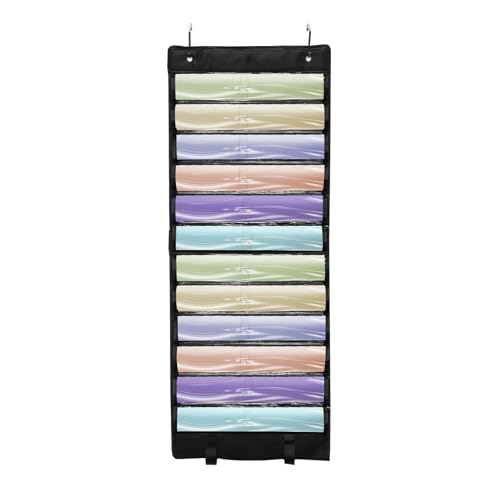 Guniata Playmat-Halter,Transparen Aufbewahrungstasche Spielmattenröhren aus Oxford-Stoff mit 12 Fächer,Spielmatte Halter zum Aufhängen,für Zuhause(Schwarz) von Guniata