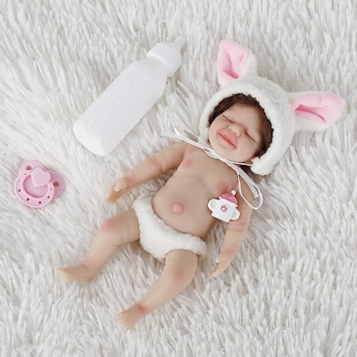 Guniata Reborn Puppe Lebensecht,15 cm Babypuppen Wie Echt,Weich,Waschbar,Reborn Baby Dolls,Vorschul Lernspielzeug,Geschenk für Jungen und Mädchen(A) von Guniata