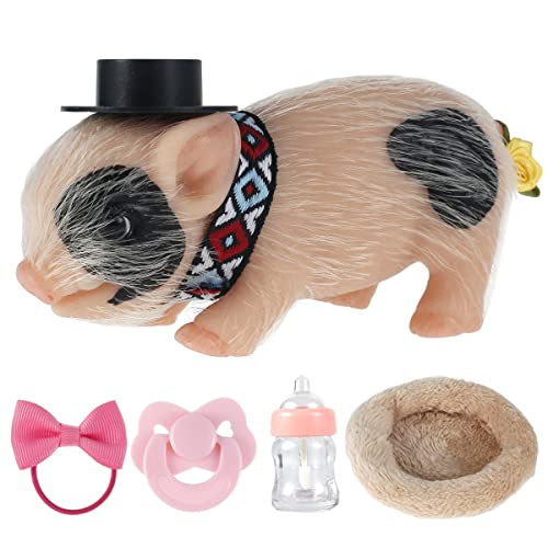 Silikon Schwein,15 cm Miniatur Schwein,Weich,Lebensecht,Niedliches Schweinchen,Gartendeko Kuchendeko Handwerk Kindergeburtstag Party(A) von Guniata