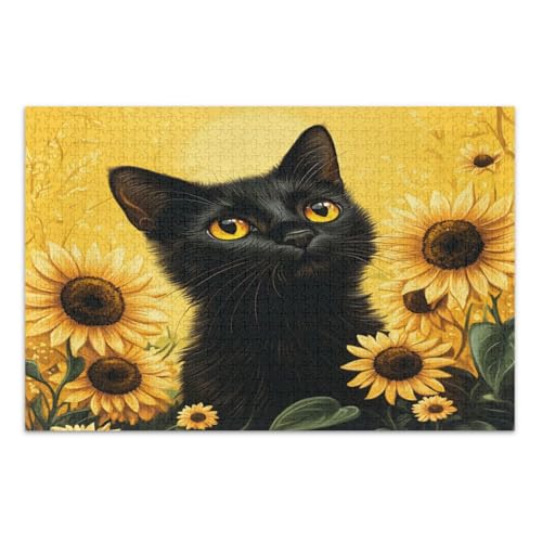 Black Cat Sunflower Daisy Spring Jigsaw Puzzles 500 Pieces for Adults, Coolest Challenging Puzzles for Kids Elderly Black Cat Sunflower Daisy Spring Jigsaw Puzzles 500 Pieces for Adults, Coolest Challenging Puzzles for Kids Elderly von GuoChe