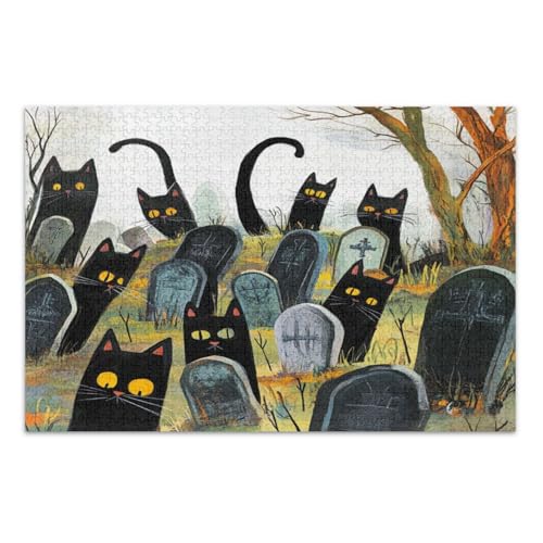 Black Cats are Prowling Around A Cemetery Filled with Tombstones Jigsaw Puzzles for Adults, Coolest Challenging Puzzles for Kids Elderly Black Cats are Prowling Around A Cemetery Filled with Tombstones Jigsaw Puzzles for Adults, Coolest Challenging Puzzles for Kids Elderly von GuoChe
