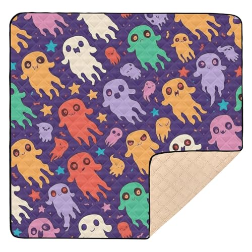 Bunte Geister auf violettem Halloween-Design, groß, stilvoll für drinnen und draußen, komfortable Aktivität von GuoChe