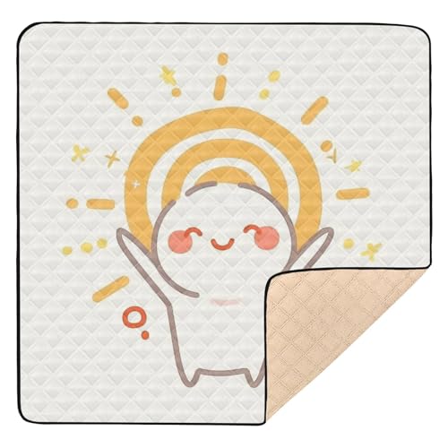 Cartoon-Figur mit Sonne, niedlich, faltbar, für drinnen und draußen, tragbare Spielmatte für Babys von GuoChe