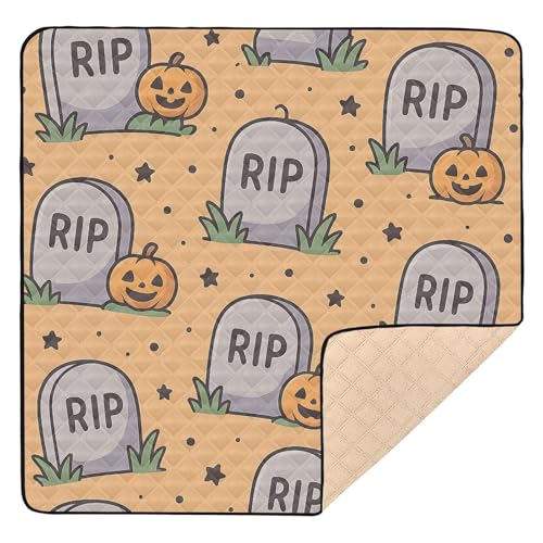 Friedhofsszene, Halloween-Grafik, niedlich, faltbar, für Boden, bequeme Reise-Spielmatte für Babys und Kinder von GuoChe