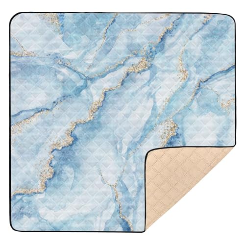 GuoChe Abstrakter weißer blauer Marmor, Vintage, Gold, weich, dick, für den Boden, leicht, Baby-Spielmatte, Bauchzeitmatte von GuoChe