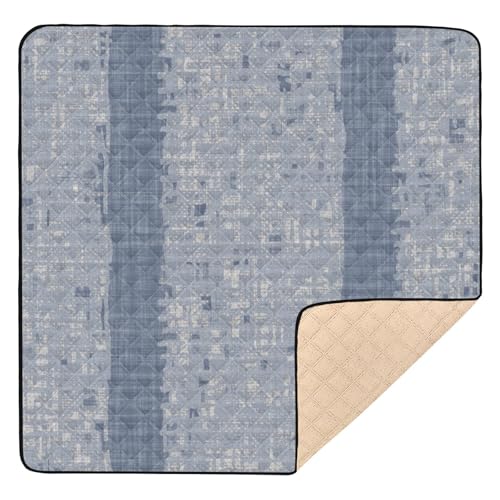 GuoChe Baby-Krabbelmatte mit blauen Streifen, niedlich, faltbar, für drinnen und draußen, waschbar, für Babys und Kleinkinder von GuoChe