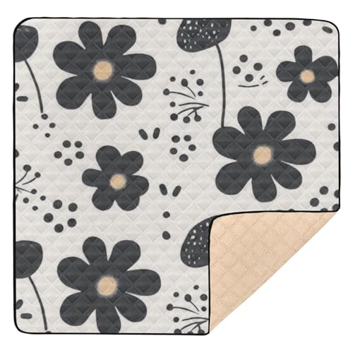 GuoChe Baby-Krabbelmatte mit schwarzen Blumen, groß, stilvoll für den Boden, gemütlich, atmungsaktiv, für Babys und Kleinkinder GuoChe Baby-Krabbelmatte mit schwarzen Blumen, groß, stilvoll für den Boden, gemütlich, atmungsaktiv, für Babys und Kleinkinder von GuoChe