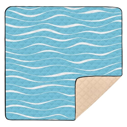 GuoChe Blue Sea Waves Spielmatte für Babys, Kleinkinder, groß, stabil, für Boden, waschbar, für Babys und Kleinkinder von GuoChe