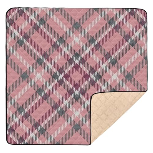 GuoChe Buffalo Plaid Check Scotland Pink Large Non-Slip for Indoor Outdoor Washable Playroom Activity Mat von GuoChe