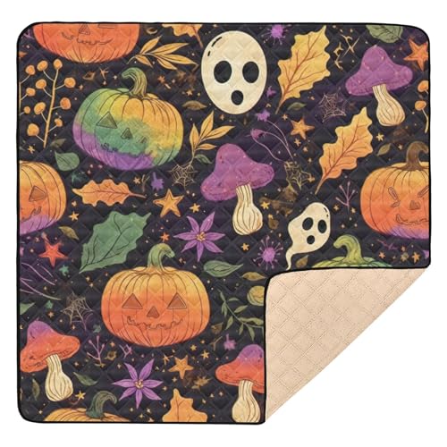 GuoChe Bunte Kürbis-Spielmatte für Halloween, groß, stabil für drinnen und draußen, ungiftig, Baby-Spielmatte von GuoChe