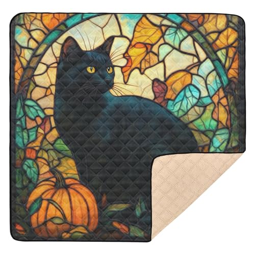 GuoChe Buntglas Schwarze Katze Groß Stilvoll für Indoor Outdoor Bequeme Bauchzeit & Krabbelmatte für GuoChe Buntglas Schwarze Katze Groß Stilvoll für Indoor Outdoor Bequeme Bauchzeit & Krabbelmatte für von GuoChe