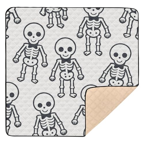 GuoChe Einfaches Skelett Motiv Halloween Druck Niedlich Faltbar für Boden Wasserdicht Bauchzeit Aktivitätsmatte für von GuoChe