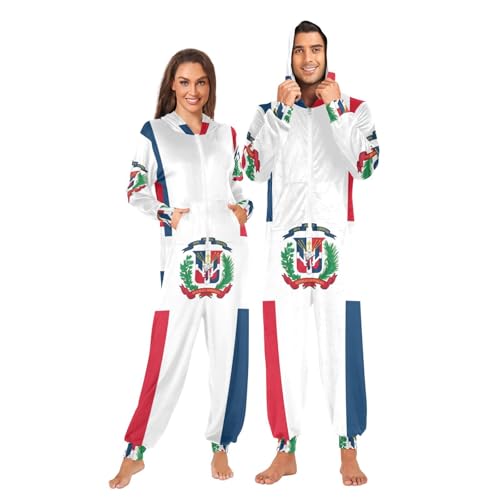 GuoChe Erwachsenenkostüm, Unisex, 1 Stück, für Damen und Herren, lustiges Kapuzenkostüm, Flagge der Dominikanischen Republik, Größe XXL von GuoChe