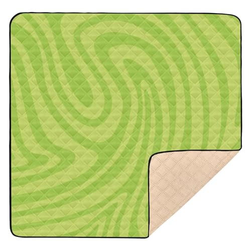 GuoChe Grüne gewellte Linien, groß, stilvoll, für Boden, waschbar, Reise-Spielmatte für Babys, Kinder, Kleinkinder, Säuglinge von GuoChe