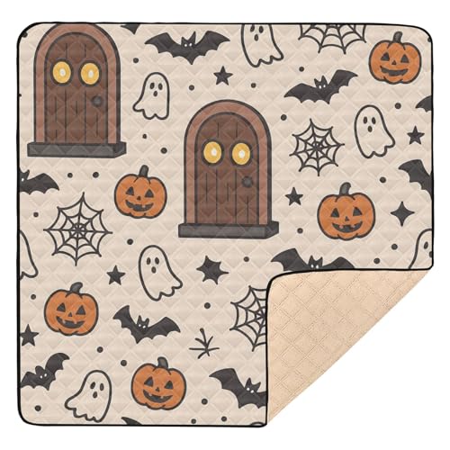 GuoChe Gruselige Türöffnung, Halloween-Muster, weicher Schaumstoff für Boden, 1-teilige Reise-Spielmatte für Baby, Kleinkind von GuoChe