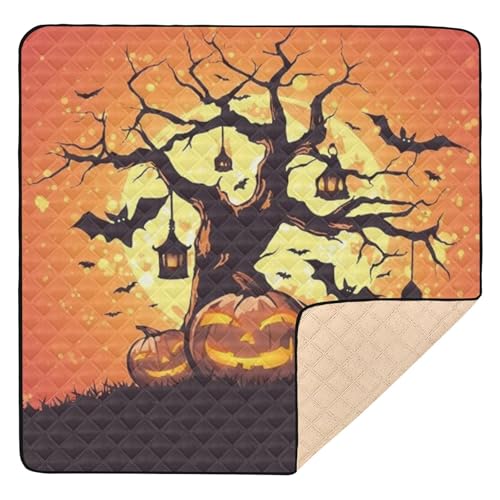 GuoChe Halloween-Baum mit Kürbissen, weich, dick, für drinnen und draußen, gemütlich, atmungsaktiv, Bauch-Aktivitätsmatte von GuoChe
