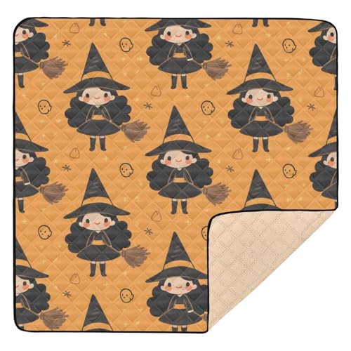 GuoChe Halloween-Hintergrund mit niedlichem Hexenmuster, groß, stabil für drinnen und draußen, ungiftig, zum Spielen von Kleinkindern von GuoChe
