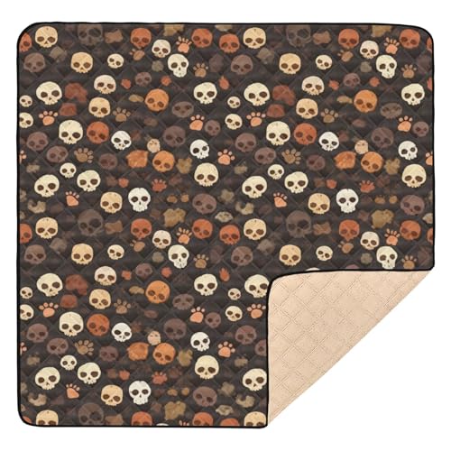 GuoChe Halloween-Spielmatte mit Totenköpfen, weich, dick, für Boden, tragbar, Reise, Spielmatte für Babys, Kinder, Kleinkinder, Säuglinge, 127 cm von GuoChe