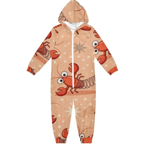 GuoChe Kinder-Pyjama, Plüsch, Reißverschluss, mit Kapuze, 5–14 Jahre, Hummer-Muster, Bunt, 4 Jahre GuoChe Kinder-Pyjama, Plüsch, Reißverschluss, mit Kapuze, 5–14 Jahre, Hummer-Muster, Bunt, 4 Jahre von GuoChe