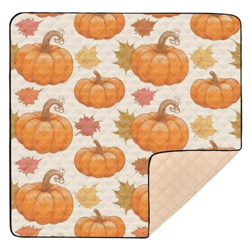GuoChe Klassische Kürbis-Spielmatte für Halloween, groß, stilvoll für drinnen und draußen, bequeme Reise-Spielmatte für Babys von GuoChe