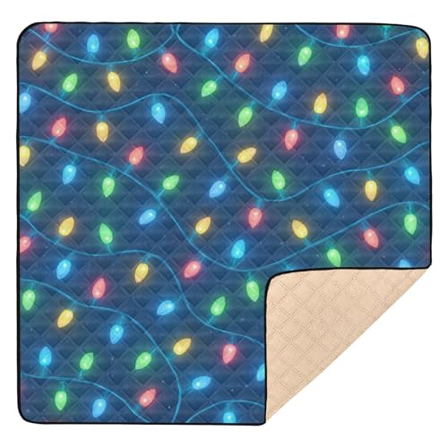 GuoChe Nahtlose Weihnachtslichter-Muster, niedlich, faltbar, für drinnen und draußen, tragbare Spielzimmer-Aktivitätsmatte von GuoChe