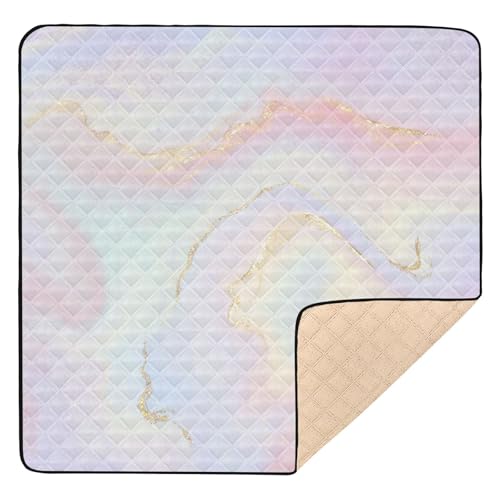 GuoChe Niedliche Krabbelmatte für Babys, Pastell-Gold-Marmor, groß, stilvoll für drinnen und draußen, wasserabweisend, für Babys von GuoChe