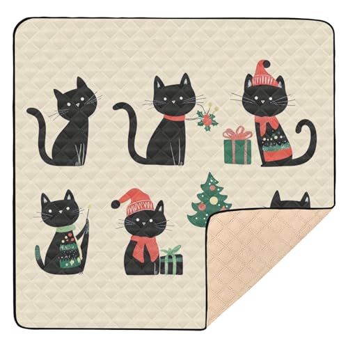 GuoChe Niedliche schwarze Katze, Weihnachten, groß, stilvoll, für drinnen und draußen, bequeme Reise-Spielmatte für Baby von GuoChe