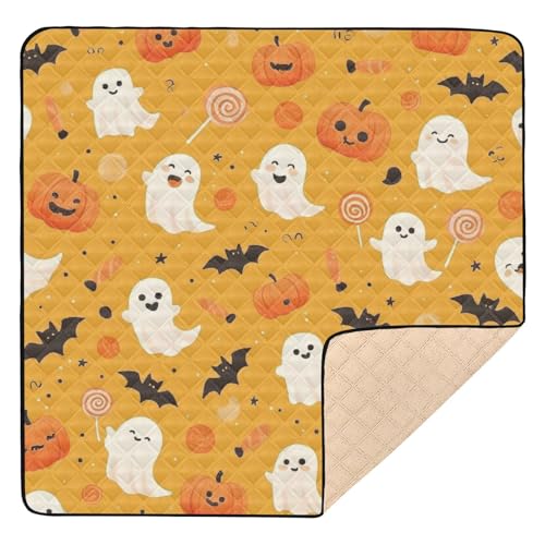 GuoChe Orange Kürbis Halloween Muster Niedlich Faltbar für Boden Ungiftig Baby Krabbelmatte für Baby von GuoChe