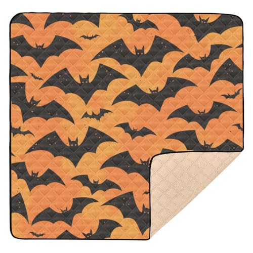 GuoChe Orangefarbene Fledermaus-Silhouette, Halloween-Druck, weich, dick, für drinnen und draußen, gemütlich, atmungsaktiv, gepolsterte Babymatte GuoChe Orangefarbene Fledermaus-Silhouette, Halloween-Druck, weich, dick, für drinnen und draußen, gemütlich, atmungsaktiv, gepolsterte Babymatte von GuoChe