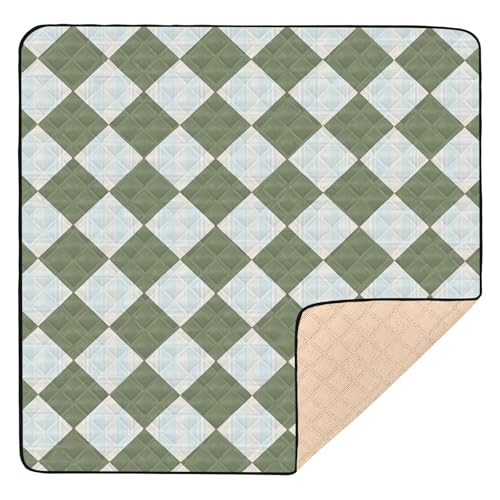 GuoChe Plaid Grün Gelb Weiß Niedlich Faltbar für Boden Wasserdicht Baby Spielen Bauch Zeit Matte für von GuoChe
