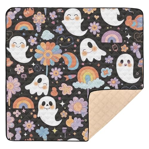 GuoChe Schwarzer Hintergrund, Regenbogen-Halloween-Design, niedlich, faltbar, für Boden, wasserdicht, Reise-Spielmatte GuoChe Schwarzer Hintergrund, Regenbogen-Halloween-Design, niedlich, faltbar, für Boden, wasserdicht, Reise-Spielmatte von GuoChe