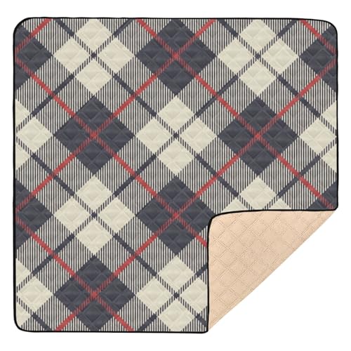 GuoChe Spielmatte für Babys, Kleinkinder, robust, wasserdicht, gepolstert, 127 cm, Blau / Beige von GuoChe