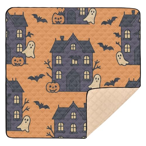 GuoChe Spukhaus, Halloween-Muster, groß, stilvoll für drinnen und draußen, gemütlich, atmungsaktiv, Bauch-Zeitmatte für von GuoChe