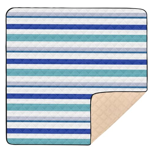 GuoChe Stripe Blue Large Non-Slip for Indoor Outdoor Non-Toxic Baby Crawling Mat for Babies Infants von GuoChe