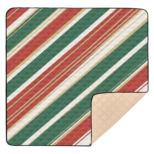 GuoChe Traditionelle gestreifte Weihnachtsmatte, weich, dick, für drinnen und draußen, 1-teilig, gepolsterte Babymatte für Babys von GuoChe