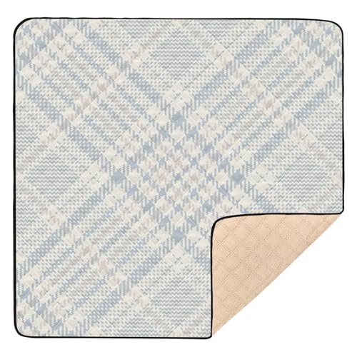 GuoChe Trittmatte mit Karomuster, weich, dick, für drinnen und draußen, gemütlich, atmungsaktiv, Blau von GuoChe