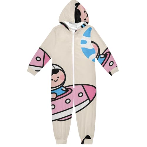 GuoChe Unisex-Pyjama für Kinder, Plüsch, Reißverschluss, mit Kapuze, für Teenager, Jungen, Heimkleidung, 5–14 Jahre, Bunt, 7-8 Jahre von GuoChe
