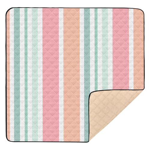 GuoChe Vertikale Streifen, groß, stilvoll für drinnen und draußen, gemütlich, atmungsaktiv, Bauch-Zeitmatte für Babys und Kinder von GuoChe