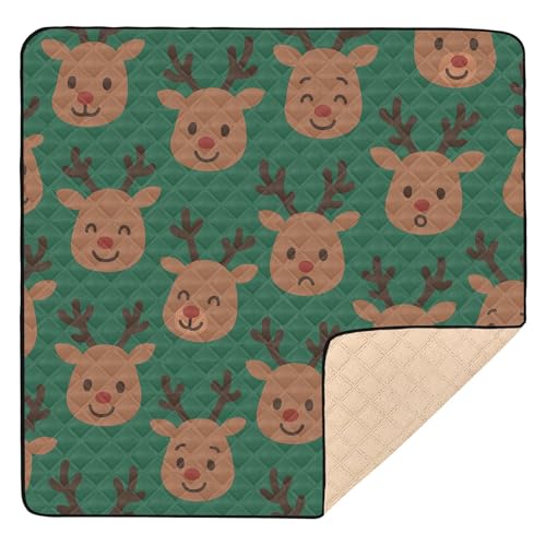 GuoChe Weihnachts-Rentier-Muster, niedlich, faltbar, für den Boden, leichte Reise-Spielmatte für Babys von GuoChe