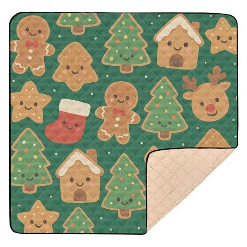 GuoChe Weihnachtsplätzchen-Muster, groß, rutschfest, für den Boden, tragbare Spielmatte für Kleinkinder von GuoChe