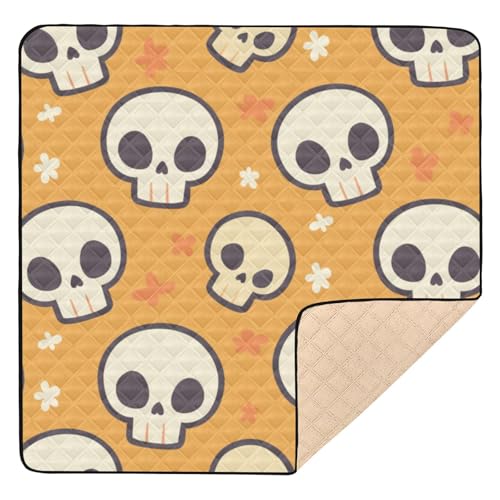 Halloween-Totenkopf-Muster, orangefarbener Hintergrund, Dekoration, weich, dick, für drinnen und draußen, 1-teiliges Aktivitäts-Fitnessstudio von GuoChe