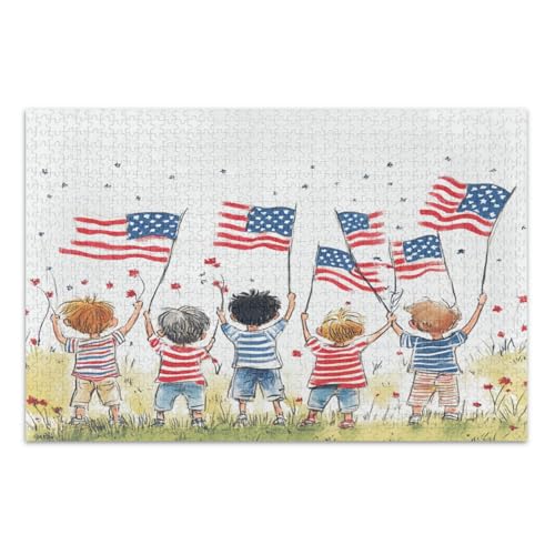 Kids are Waving Small American Flags and Wearing Patriotic T Shirts Jigsaw Puzzles 500 Pieces for Adults, Coolest Challenging Puzzles for Kids Elderly Kids are Waving Small American Flags and Wearing Patriotic T Shirts Jigsaw Puzzles 500 Pieces for Adults, Coolest Challenging Puzzles for Kids Elderly von GuoChe