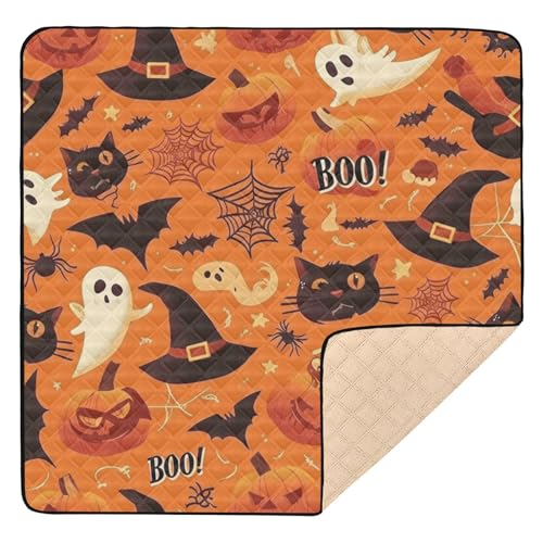 Orangefarbenes Halloween-Muster mit Geistern, niedlich, faltbar, für drinnen und draußen, leichtes Spielzeug für Kleinkinder von GuoChe