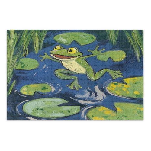 Puzzle 500 Teile für Erwachsene, coolste herausfordernde Puzzles für Kinder, ältere Menschen, Frosch, der auf den Lilien-Pads springt Puzzle 500 Teile für Erwachsene, coolste herausfordernde Puzzles für Kinder, ältere Menschen, Frosch, der auf den Lilien-Pads springt von GuoChe