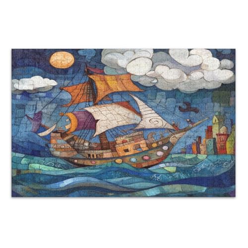 Puzzle 500 Teile für Erwachsene, coolste herausfordernde Puzzles für Kinder, ältere Menschen, Piratenschiff, Segeln auf dem geheimnisvollen Meer Puzzle 500 Teile für Erwachsene, coolste herausfordernde Puzzles für Kinder, ältere Menschen, Piratenschiff, Segeln auf dem geheimnisvollen Meer von GuoChe