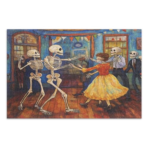 Puzzle 500 Teile für Erwachsene, coolste herausfordernde Puzzles für Kinder, ältere Menschen, Skelette tanzen auf einer Spukhaus-Party Puzzle 500 Teile für Erwachsene, coolste herausfordernde Puzzles für Kinder, ältere Menschen, Skelette tanzen auf einer Spukhaus-Party von GuoChe