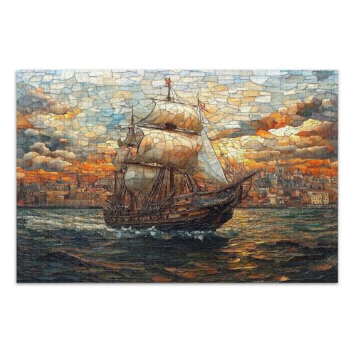 Puzzle 500 Teile für Erwachsene, coolste herausfordernde Puzzles für Kinder, ältere Menschen, ein mittelalterliches Schiff Puzzle 500 Teile für Erwachsene, coolste herausfordernde Puzzles für Kinder, ältere Menschen, ein mittelalterliches Schiff von GuoChe
