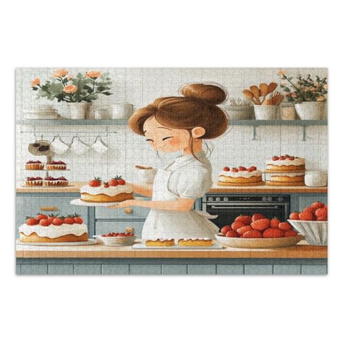 Puzzle 500 Teile für Erwachsene, coolste herausfordernde Puzzles für Kinder und ältere Menschen, ein süßes Mädchen backt Kuchen Puzzle 500 Teile für Erwachsene, coolste herausfordernde Puzzles für Kinder und ältere Menschen, ein süßes Mädchen backt Kuchen von GuoChe