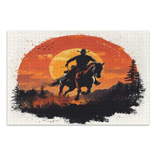 Puzzle mit 1000 Teilen – Puzzle für Erwachsene, Western-Cowboy, reitend auf einem Pferd Puzzle mit 1000 Teilen – Puzzle für Erwachsene, Western-Cowboy, reitend auf einem Pferd von GuoChe
