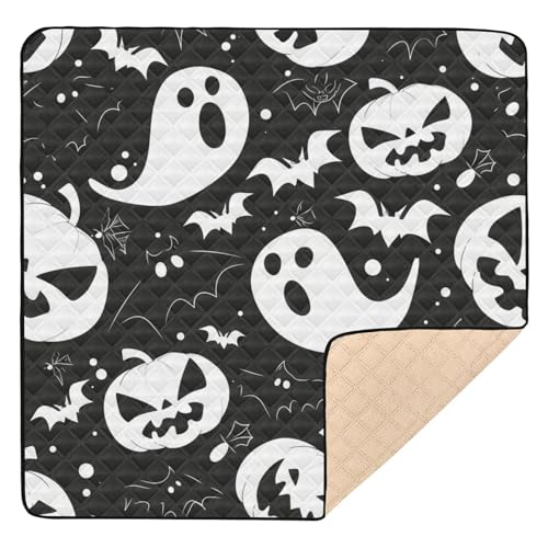 Schwarz-weiße Geister-Halloween-Muster-Druck, weich, dick, für drinnen und draußen, bequeme Bauchzeitmatte Schwarz-weiße Geister-Halloween-Muster-Druck, weich, dick, für drinnen und draußen, bequeme Bauchzeitmatte von GuoChe